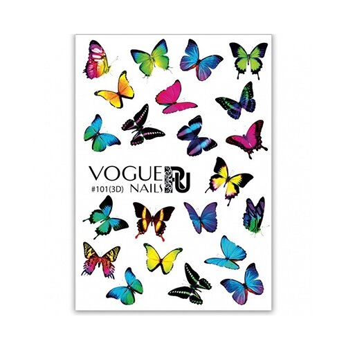 Слайдер дизайн Vogue Nails 101 голубой/зеленый/розовый/желтый/черный