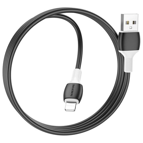 Кабель Borofone BX84 Rise USB - Lightning, 1 м, 1 шт., черный кабель borofone bx84 rise usb usb c 1 м 1 шт черный