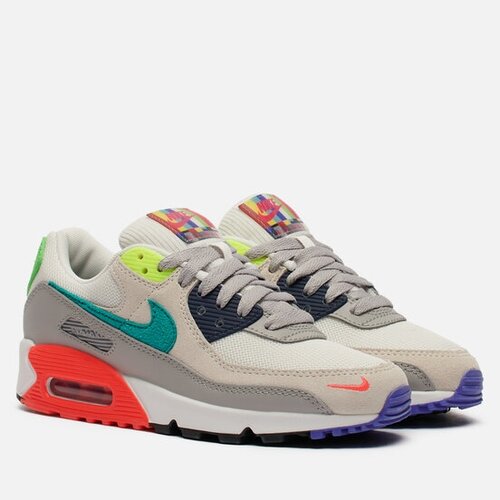 Кроссовки NIKE Air Max 90, натуральная кожа, размер 5 US, мультиколор, белый