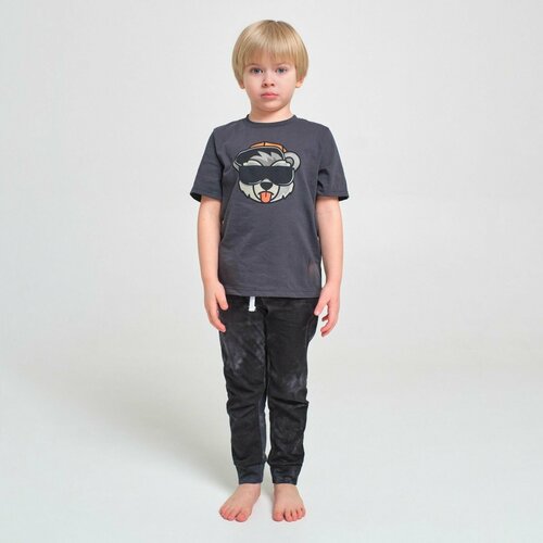 Пижама Kaftan, размер 34, черный, серый брюки для мальчика цвет чёрный on рост 122 128см