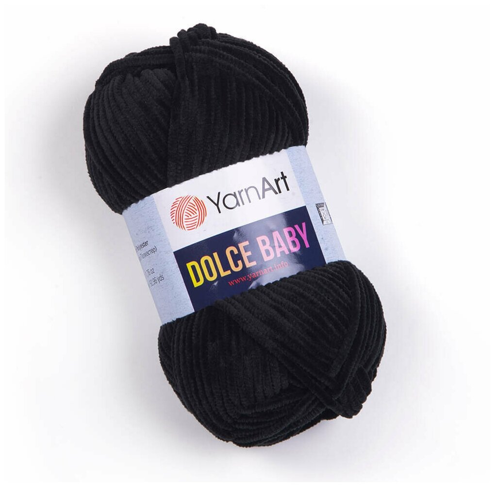 Пряжа для вязания YarnArt Dolce Baby (ЯрнАрт Дольче Беби) - 3 мотка 742 черный, фантазийная, велюровая для игрушек 100% микрополиэстер 85м/50г