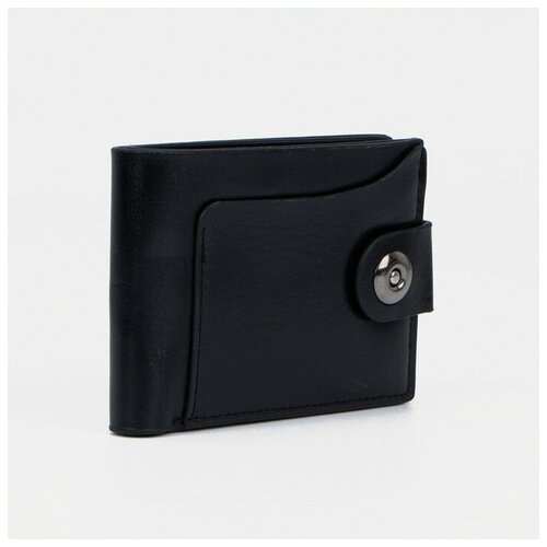 фото Кошелек , гладкая фактура, на магните, отделение для карт, черный market-space