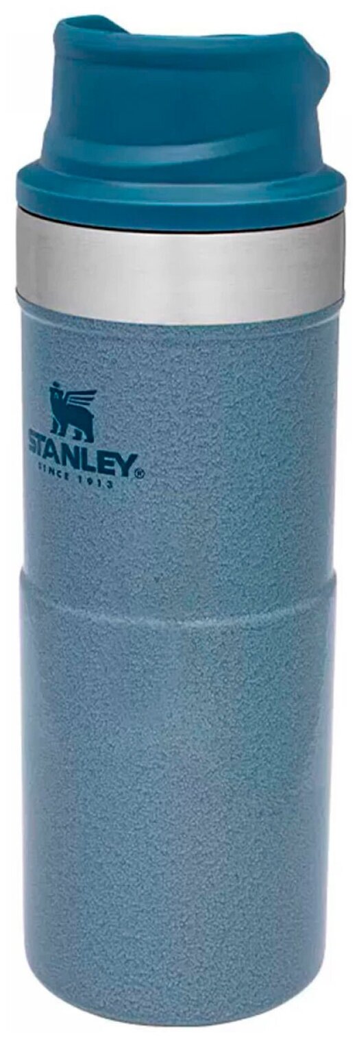 Термокружка-термос STANLEY Classic Trigger Action 0,35 л. One hand 2.0, цвет голубой, молотковая эмаль, сталь 18/8