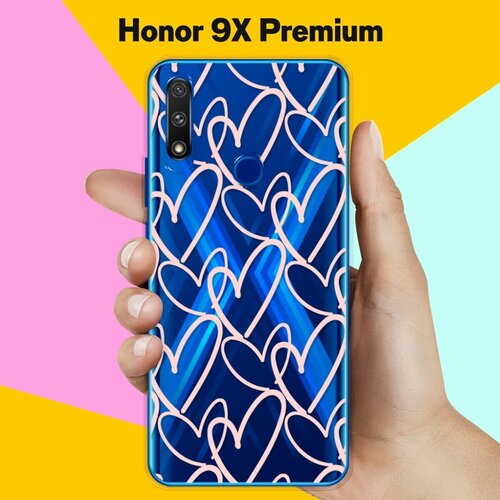 Силиконовый чехол Сердца на Honor 9X Premium силиконовый чехол на honor 9x premium хонор 9x премиум семейство панды