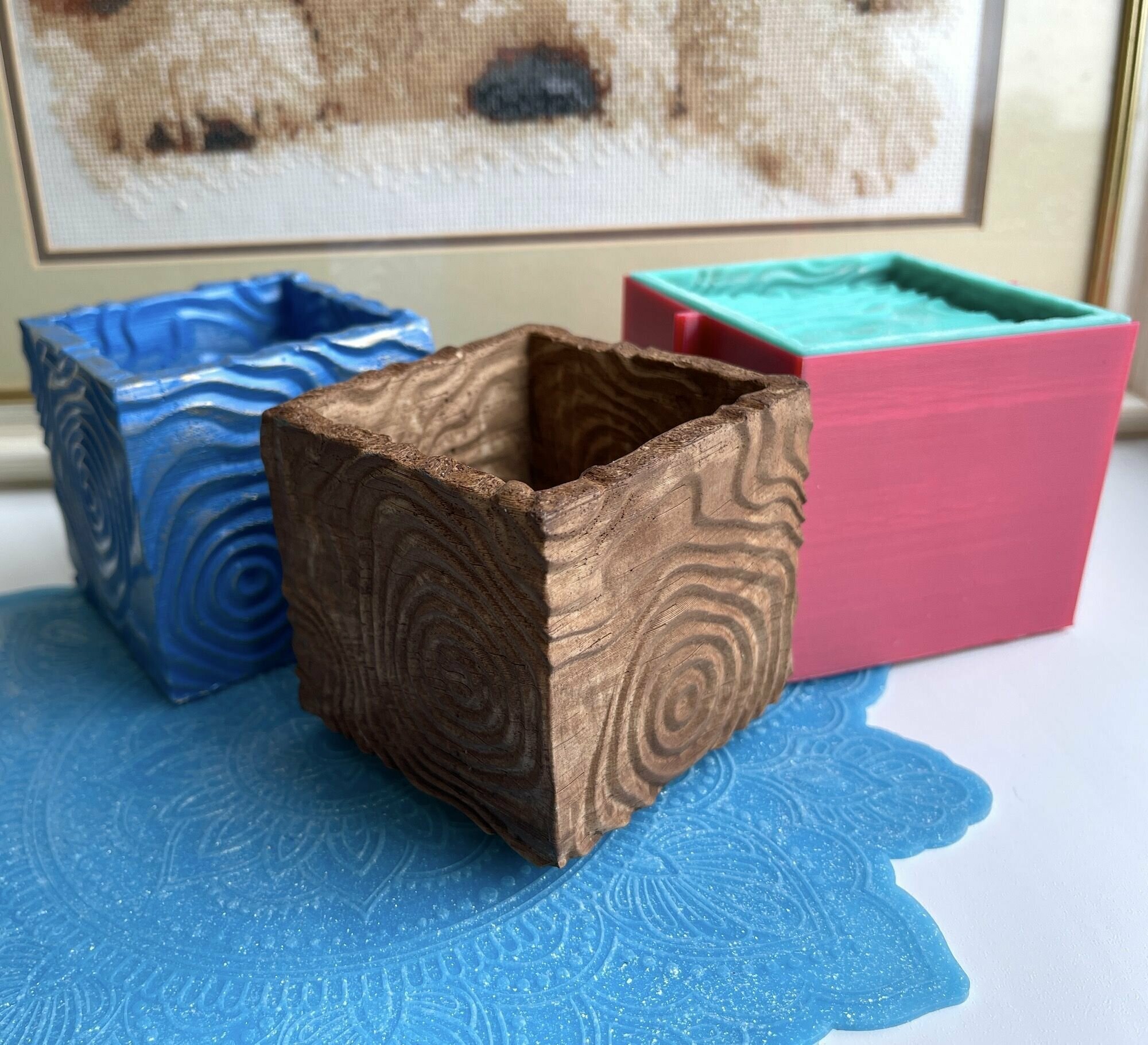 3D-молд "Квадратное кашпо с абстракцией Кольца" (L)