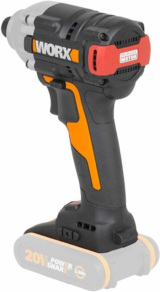 Винтоверт ударный аккумуляторный WORX WX261.9, бесщеточный, 20В, без АКБ и ЗУ, коробка