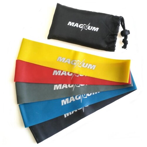 фото Комплект эспандеров "magnum" mlb50-5 5 штук в сумке (50 х 5см х 0,4/0,6/0,8/1,0/1,2 мм) hawk