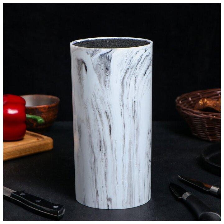 Подставка для ножей "Мрамор", 22х11 см, цвет белый