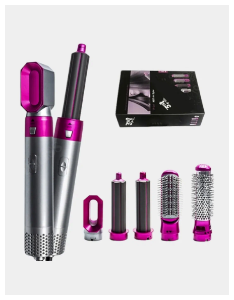 Фен Стайлер Hot Air Styler /NEW/ /5в1/выпрямитель/утюжок/ионизация/1100Вт/серебристый - фотография № 5