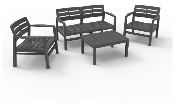 Java set - набор мебели для сада из пластика, с подушками для сидения антрацит - фотография № 3