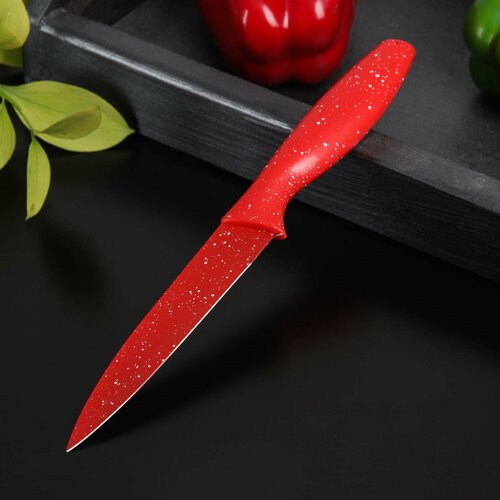 Нож с антиналипающим покрытием «Зефир», универсальный, лезвие 12,5 см, цвет красный