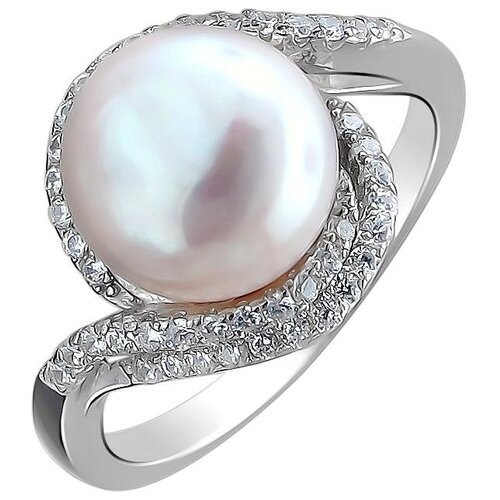 фото Эстет кольцо с жемчугом и фианитами из серебра с34к35sa231r, размер 16