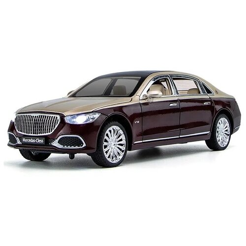 Металлическая модель Mercedes-Benz Maybach S680 свет, звук, поворотные колеса 1/24 (B2409) (Цвет: Красный)