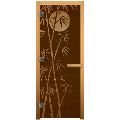 Дверь стеклянная Бронза Матовая бамбук 1900х700мм (8мм, 3 петли 710 CR хром, коробка осина) дверь стеклянная бронза 1900х700мм 8мм 3 петли 716 cr хром коробка осина