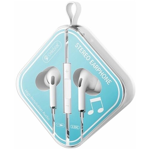 Наушники внутриканальные Celebrat G15 кнопка ответа кабель 12м цвет белый 23000₽