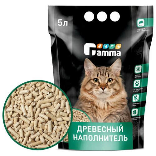 Гамма Древесный наполнитель, мелкие гранулы, Gamma 5л 2,95кг