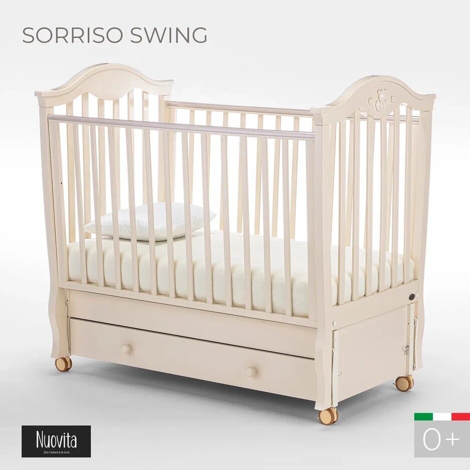 Детская кровать Nuovita Sorriso Swing с продольным маятником, белая - фото №2