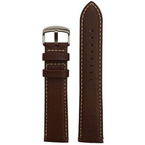 Ремешок ROCHET, натуральная кожа, гладкая, матовая фактура, застежка пряжка, с контрастной строчкой, размер 22/20 M, коричневый