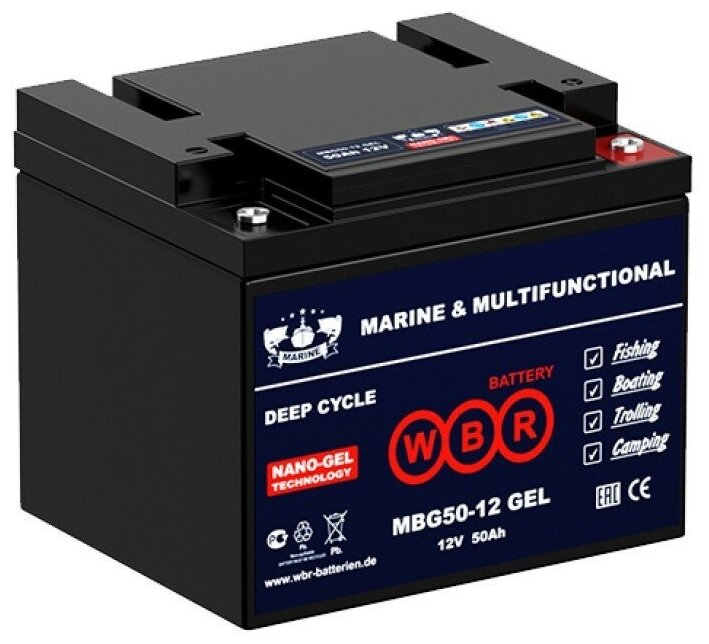 Аккумулятор WBR Marine MBG 50-12 GEL для лодочных электромоторов