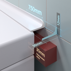 Акриловый плинтус бордюр для ванной BNV ГЛ36 75 сантиметров правая сторона, белый цвет, BNV глянцевая поверхность