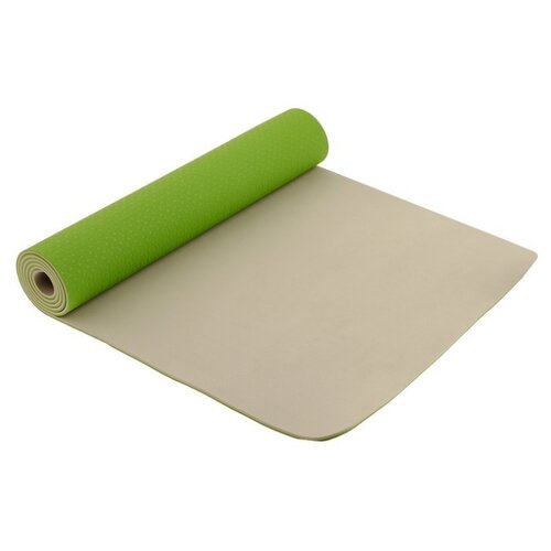 фото Коврик sangh yoga mat двухцветный, 183х61х0.6 см зеленый однотонный