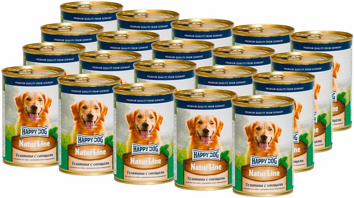 HAPPY DOG для взрослых собак с телятиной и овощами (410 гр х 20 шт)