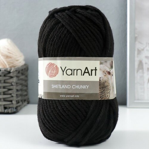 Пряжа Shetland Chunky 50% акрил, 50% шерсть 150м/100гр (602 чёрный) пряжа yarnart shetland chunky 633 джинсовый 5 шт 150 м 100 г виржин шерсть 50% акрил 50%