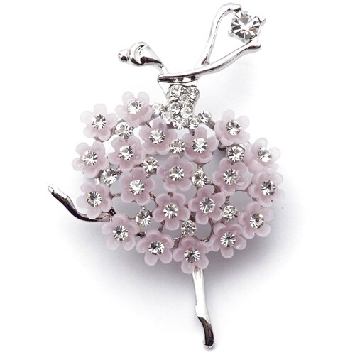 Брошь ЖемАрт, фианит, розовый, серебряный серебристая женская дизайнерская брошь балерина с фианитами