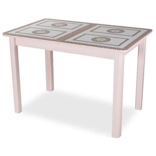 фото Стол кухонный домотека танго пр 04, раскладной, дхш: 110 х 70 см, длина в разложенном виде: 147 см, мд ст-71 белый/молочный дуб 04 мд молочный дуб