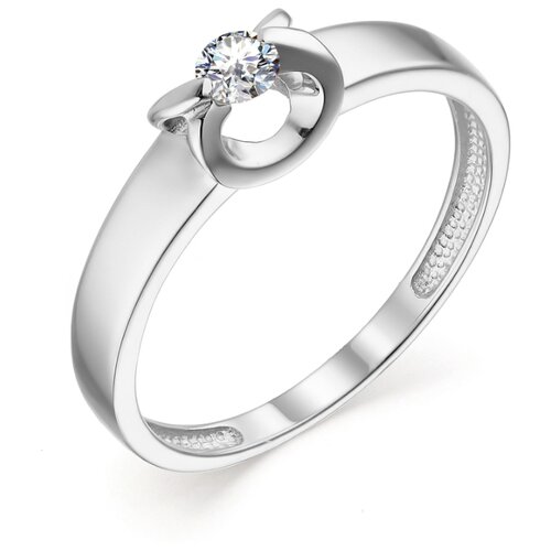 фото Алькор кольцо с 1 бриллиантом из белого золота 13513-200, размер 17.5