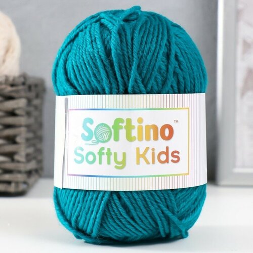 фото Softino пряжа 100% акрил "softy kids" 90м ±5м 50 гр цвет 19 лазурный