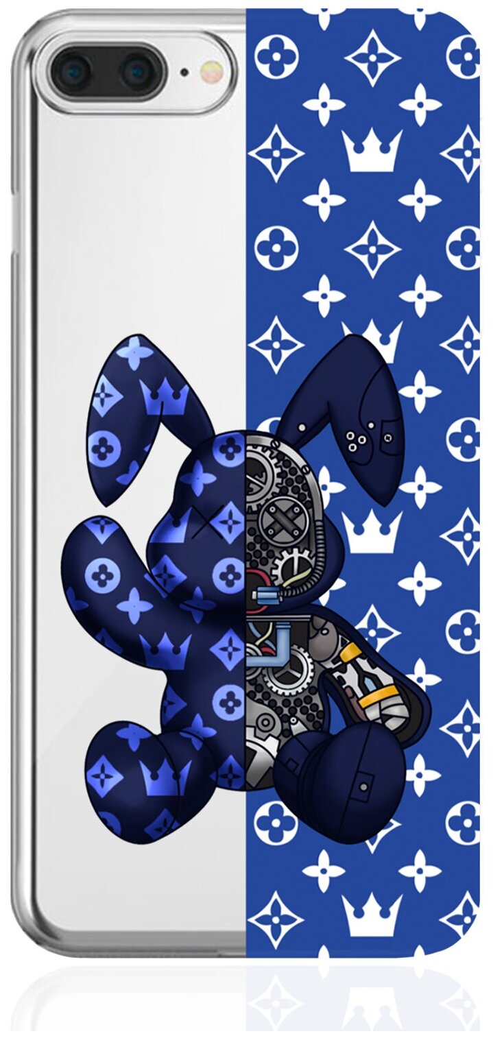 Прозрачный силиконовый чехол MustHaveCase для iPhone 7/8 Plus Bunny Синий для Айфон 7/8 Плюс Противоударный
