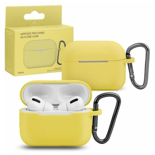 Силиконовый чехол для Apple AirPods 3 с карабином Yellow