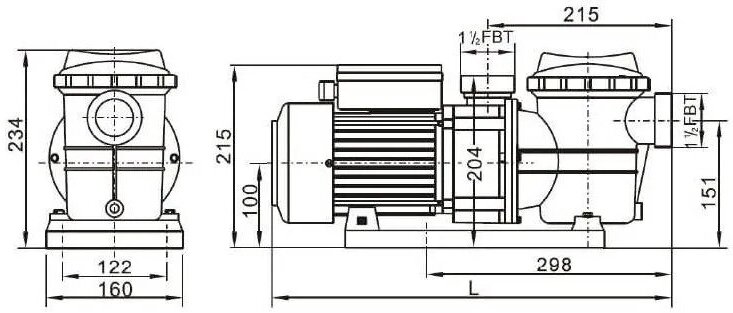 Насос для бассейна до 32 м3 с префильтром - 8 м3/ч, 220В, 0.25 кВт, 0.35 HP, 50 мм - MPT035, Hidrotermal - фотография № 5