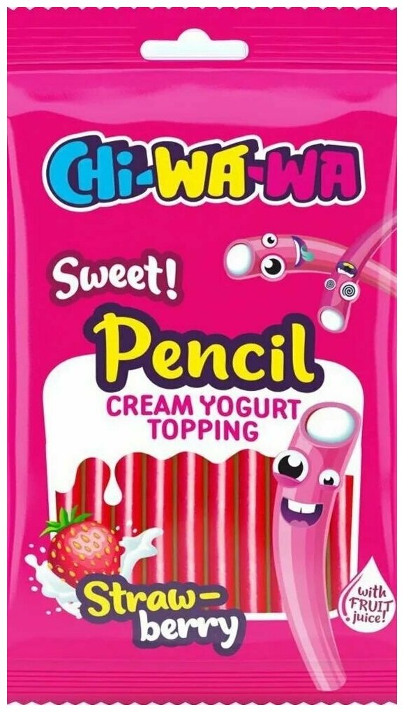 Мармелад CHI-WA-WA карандаш клубника сладкий 80 гр, 3 упаковки - фотография № 2