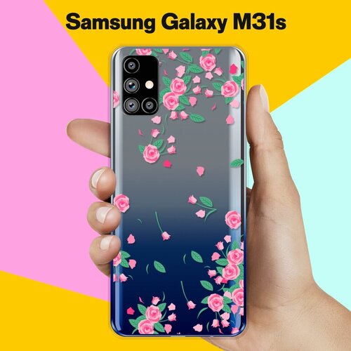 жидкий чехол с блестками selfie queen на samsung galaxy m31s самсунг галакси m31s Силиконовый чехол Розочки на Samsung Galaxy M31s