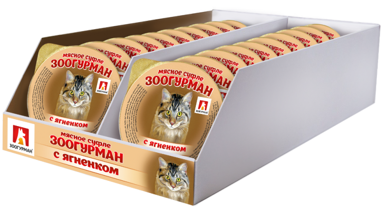 Зоогурман консервированный корм для кошек Мясное Суфле с Ягненком 100г 20шт - фотография № 1