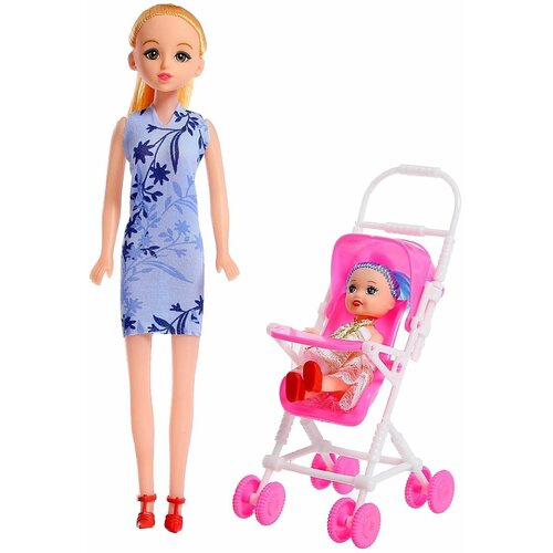 Кукла-модель Мама с дочкой с коляской, микс