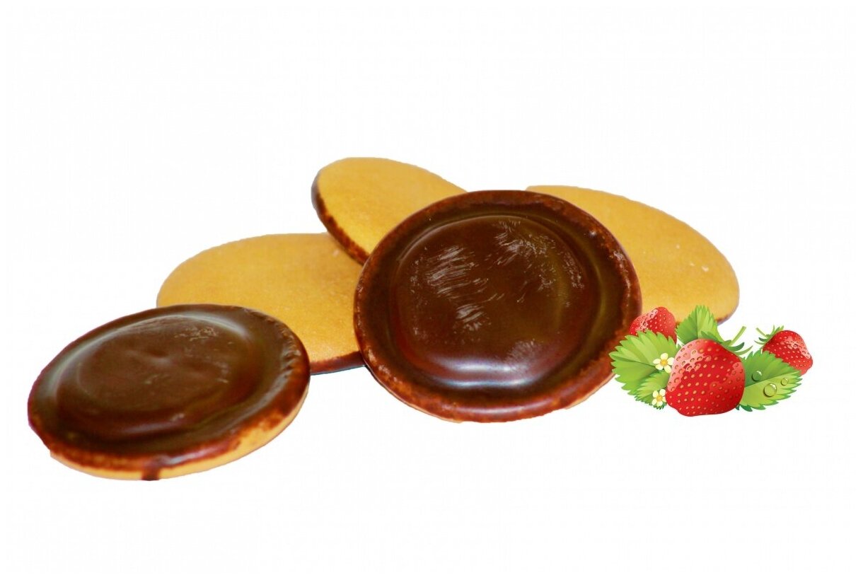 Печенье бисквитное "КиКо" в темной глазури с начинкой Клубника 1,2кг/Кинельский Кондитер