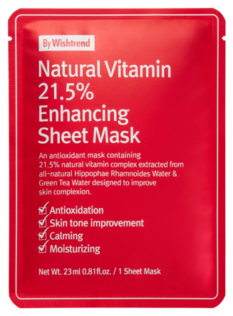 By Wishtrend Маска тканевая витаминная - Natural vitamin 21,5% enchancing sheet mask, 23мл