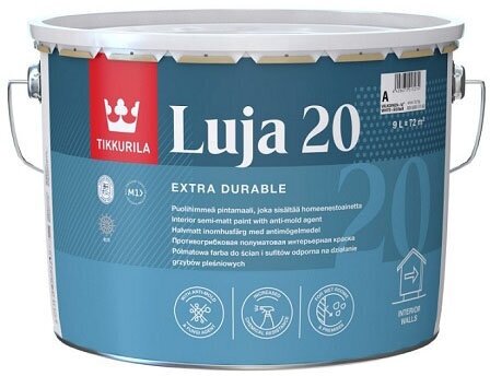 Tikkurila Luja 20 / Тиккурила Луя 20 полуматовая, влагостойкая краска база С 0,9л,