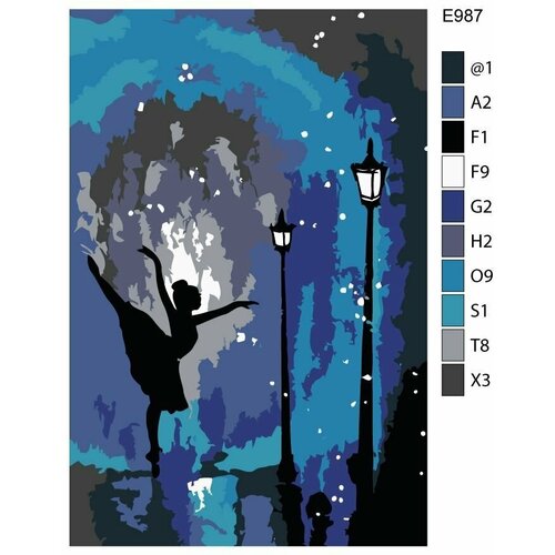 Детская Картина по номерам E987 Балерина под светом уличных фонарей 20x30