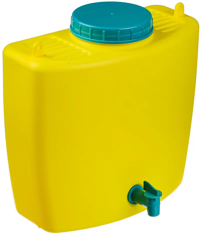 Умывальник дачный 9 литров ярко желтый с синей крышкой - фотография № 1
