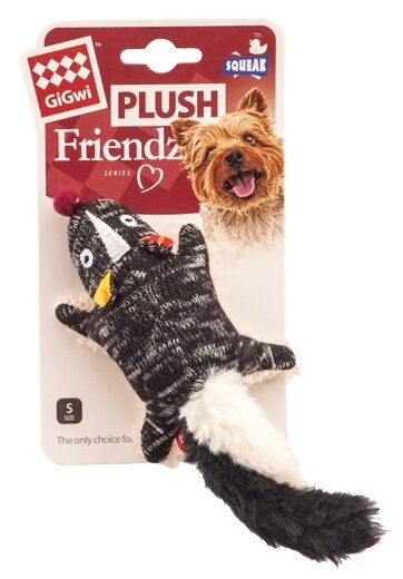 Игрушка для собак GIGWI Plush Friendz Скунс с пищалкой, серый (9см)