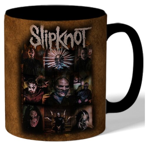 фото Кружка цветная с рисунком slipknot коллаж drabs