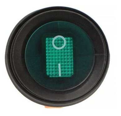 Переключатель влагозащищенный круглый зелёный с подсветкой, 250 В, 6 А, 3 контакта - фотография № 2