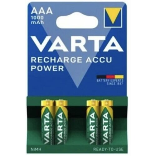 Аккумуляторы VARTA AAA 1000 12 штук аккумулятор ni mh 1000 ма·ч 1 2 в varta recharge accu power 1000 aaa в упаковке 4 шт