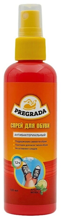 Спрей для обуви PREGRADA антибактериальный (флакон 100мл) Мохито