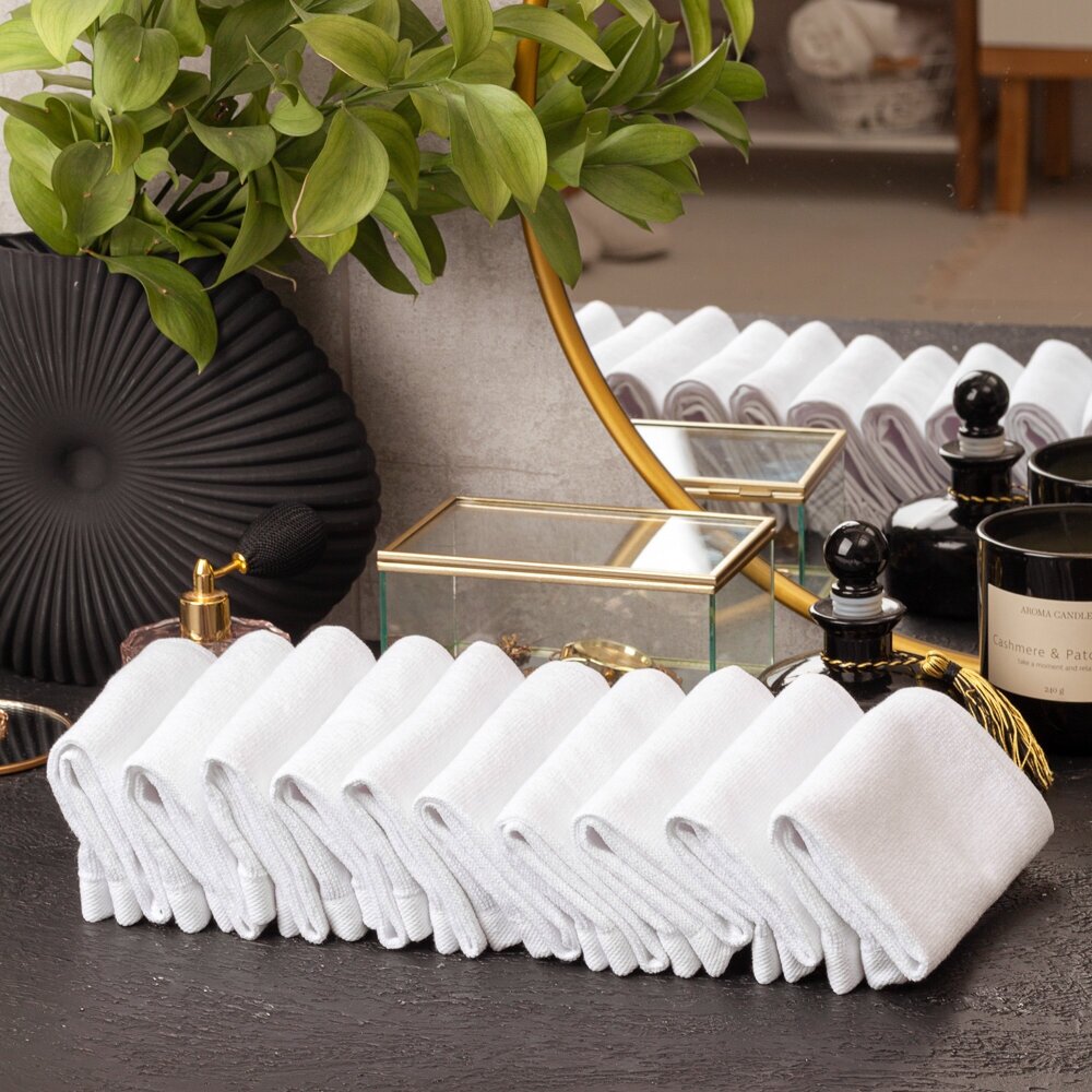 Набор махровых салфеток осибори Sandal "premium" 30*30 см., цвет - белый, 10 шт. - фотография № 3