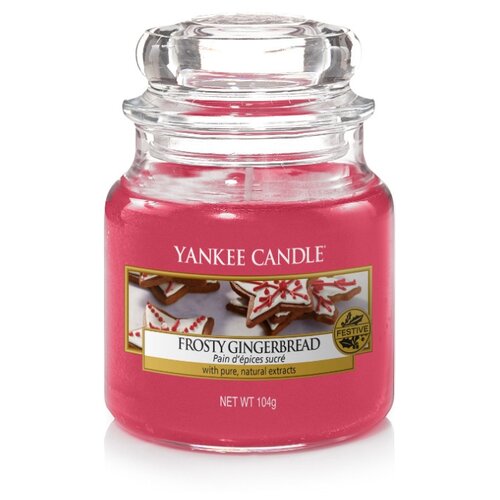 фото Yankee candle / свеча маленькая в стеклянной банке имбирный пряник с глазурью frosty gingerbread 104гр / 25-45 часов